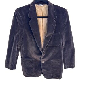 Bill Blass Mens Vintage Chocolate Brown Velvet Blazer Sport Coat 2 Button Brown